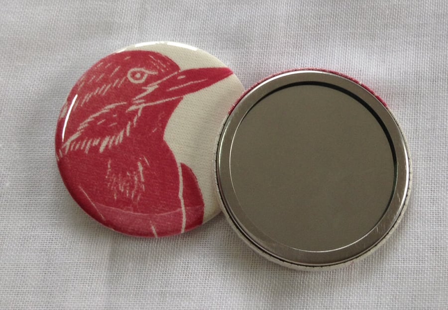 Hand Printed Bird Pocket Mirror