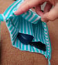 Lightweight green and white patchwork tote bag with internal pockets - Image 3