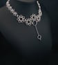 Chainmail Collar O-Ring Necklace: Stainless Steel Floral Lace Choker with Spike - Image 2