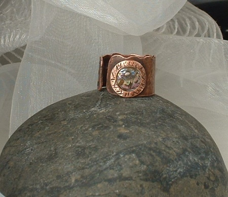 Small Adjustable Unisex Rustic Copper Turret Thumb Finger Ring