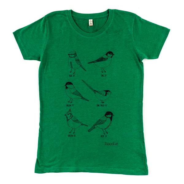 Garden birds Womens T-shirt made from recycled cotton