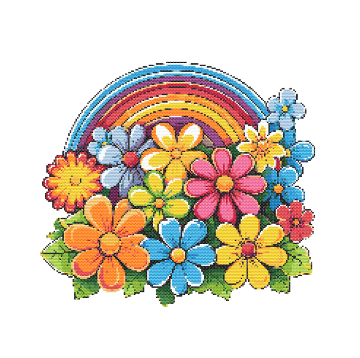 FLORAL RAINBOW Cross Stitch Pattern Cross S... Folksy