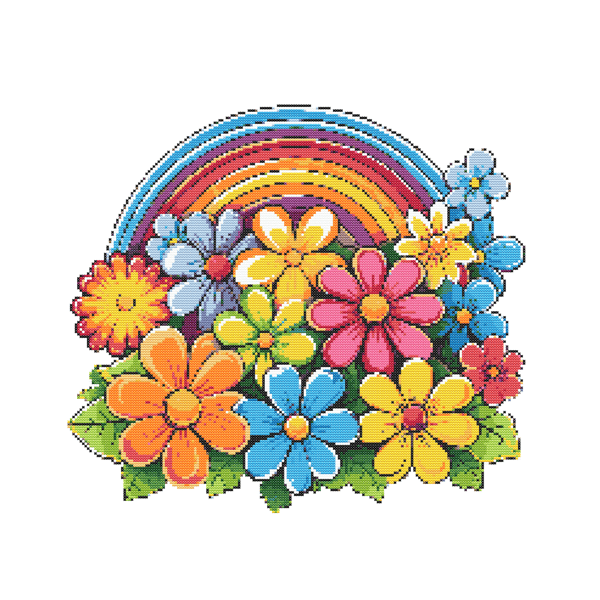 FLORAL RAINBOW - Cross Stitch Pattern - Cross Stitch Chart