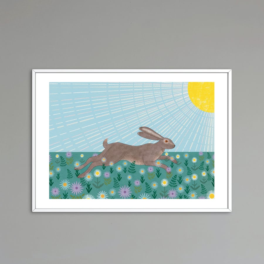 Art Print Hare in the Sunshine Wall Art A4