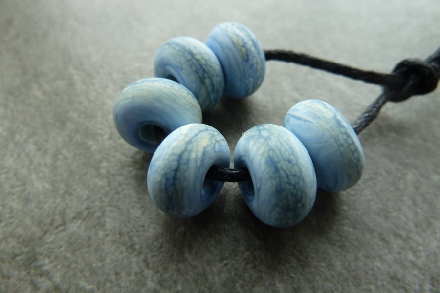 blue sea lampwork glass spacer beads