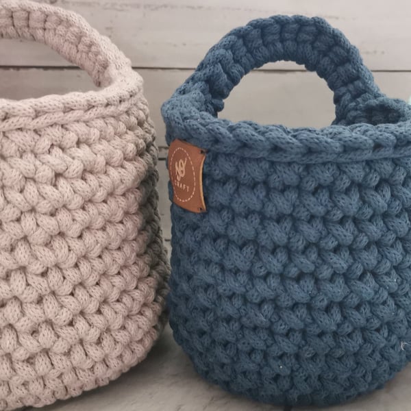 Medium Hanging Basket: handmade, crochet  Storage