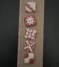 Square Ceramic Buttons- set of 5 - Red & white mixed geometric patterns  - Image 1