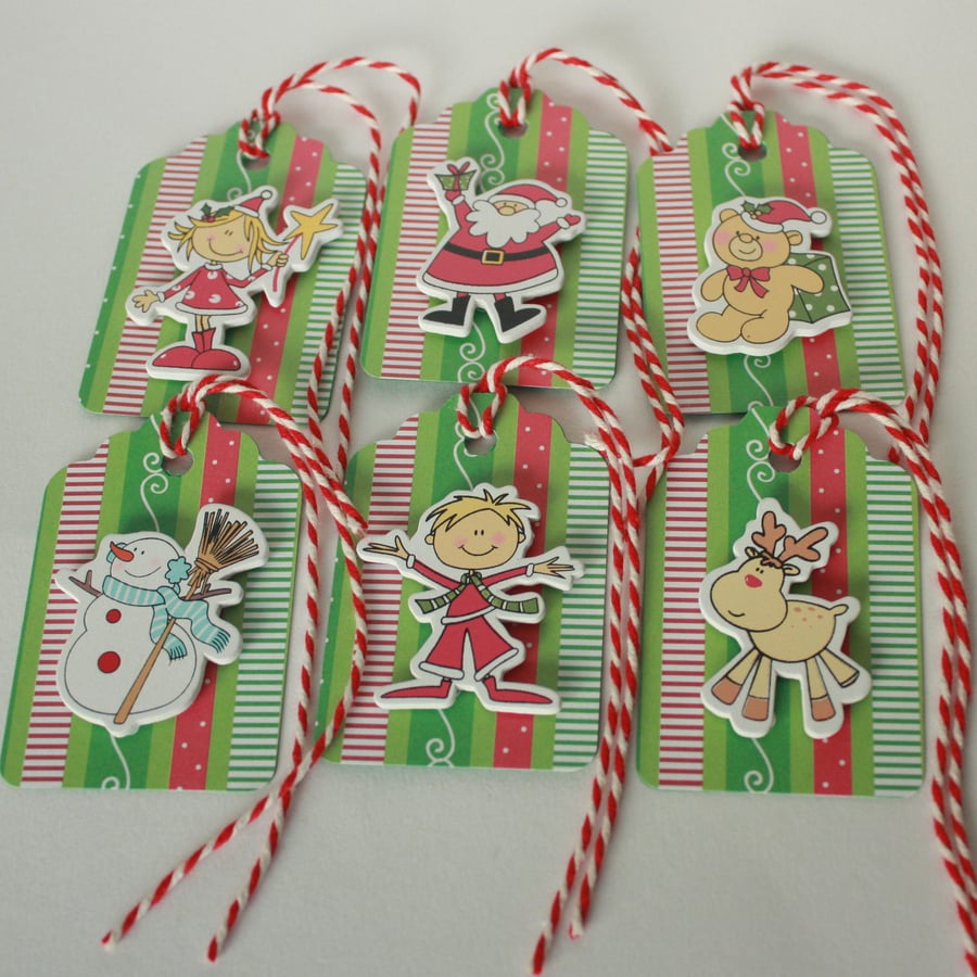 Handmade Christmas characters gift tags