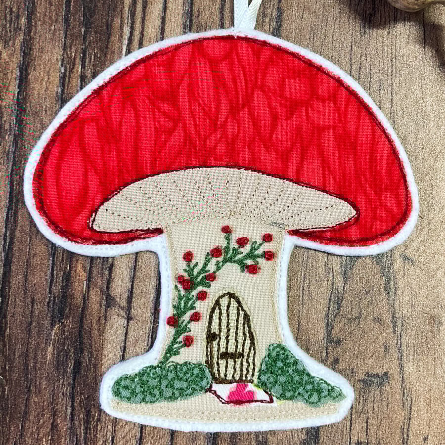 Toadstool Cottage Fairy House Hanging Decoration