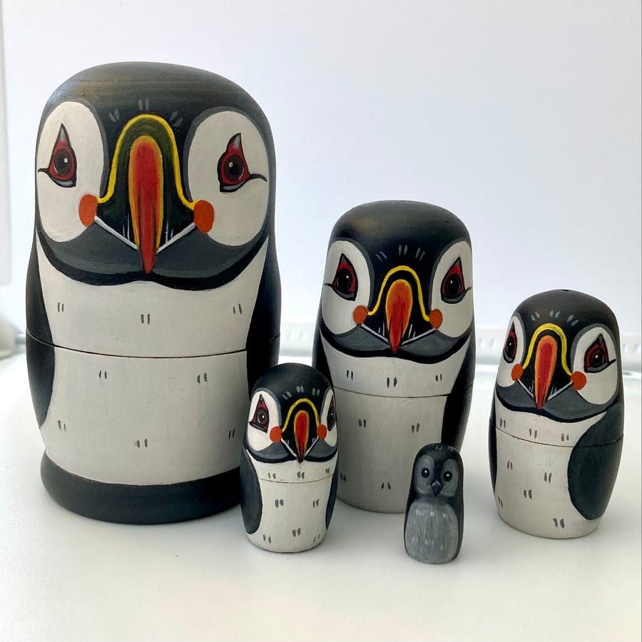 Puffin nesting dolls set of 5