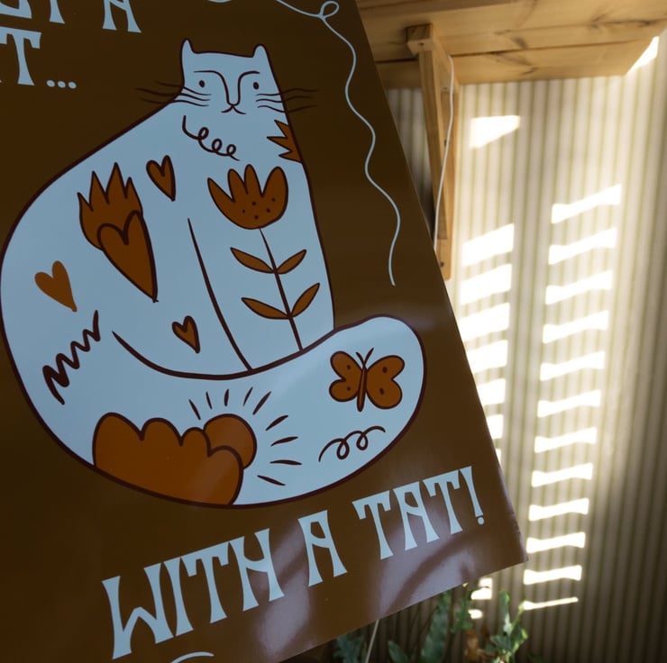 Just A Cat With A Tat Print. Funny Tattooed Cat... - Folksy