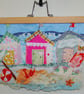 Beach Huts - Upcycled Applique Art textile picture - Image 4
