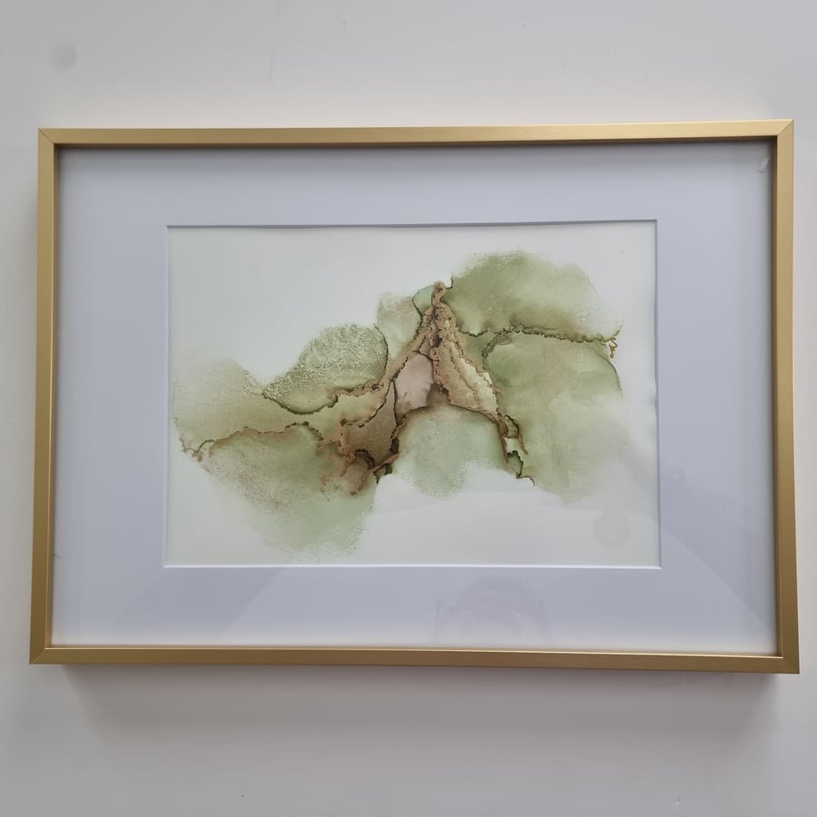 (51) Abstract Alcohol Inks, "Moss and Midas"