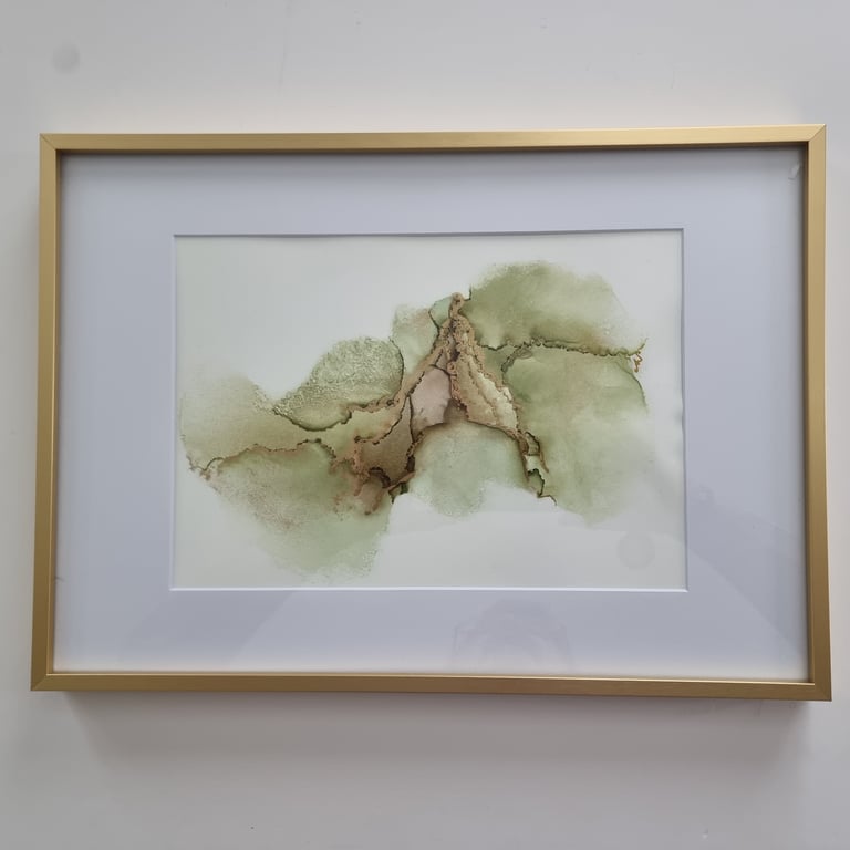 (51) Abstract Alcohol Inks, "Moss and Midas"