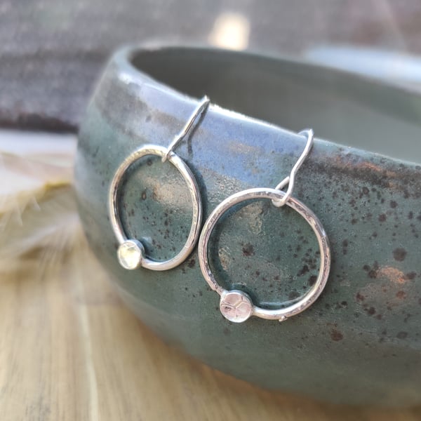 Silver dot hoop earrings
