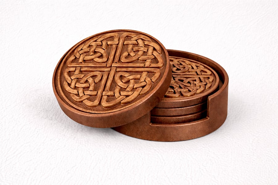 Celtic Coaster and Holder - 100 - 100 - 25mm