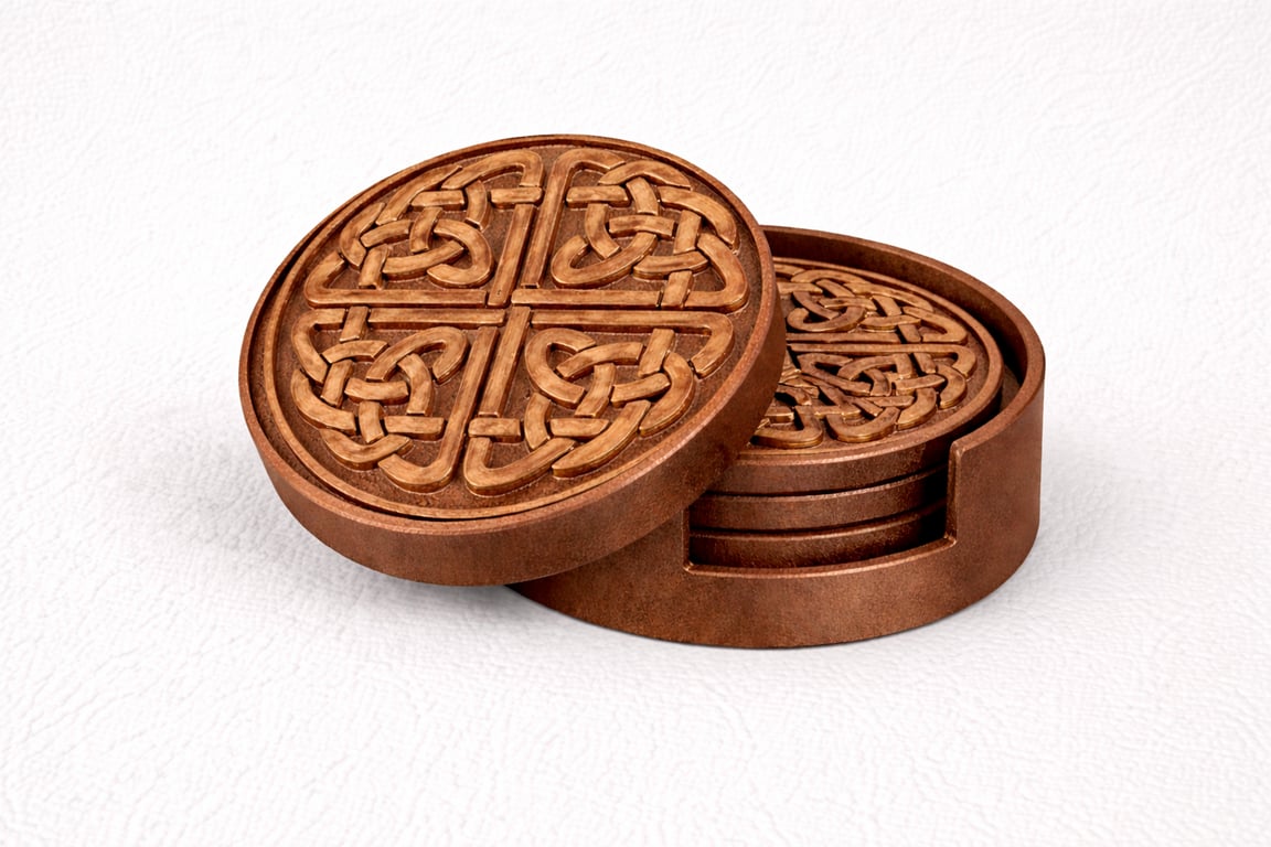 Celtic Coaster and Holder - 100 - 100 - 25mm