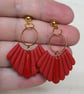 Fan  Earrings with Metallic Hoops - Image 2