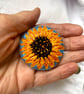 Hand embroidered sunny sunflower brooch