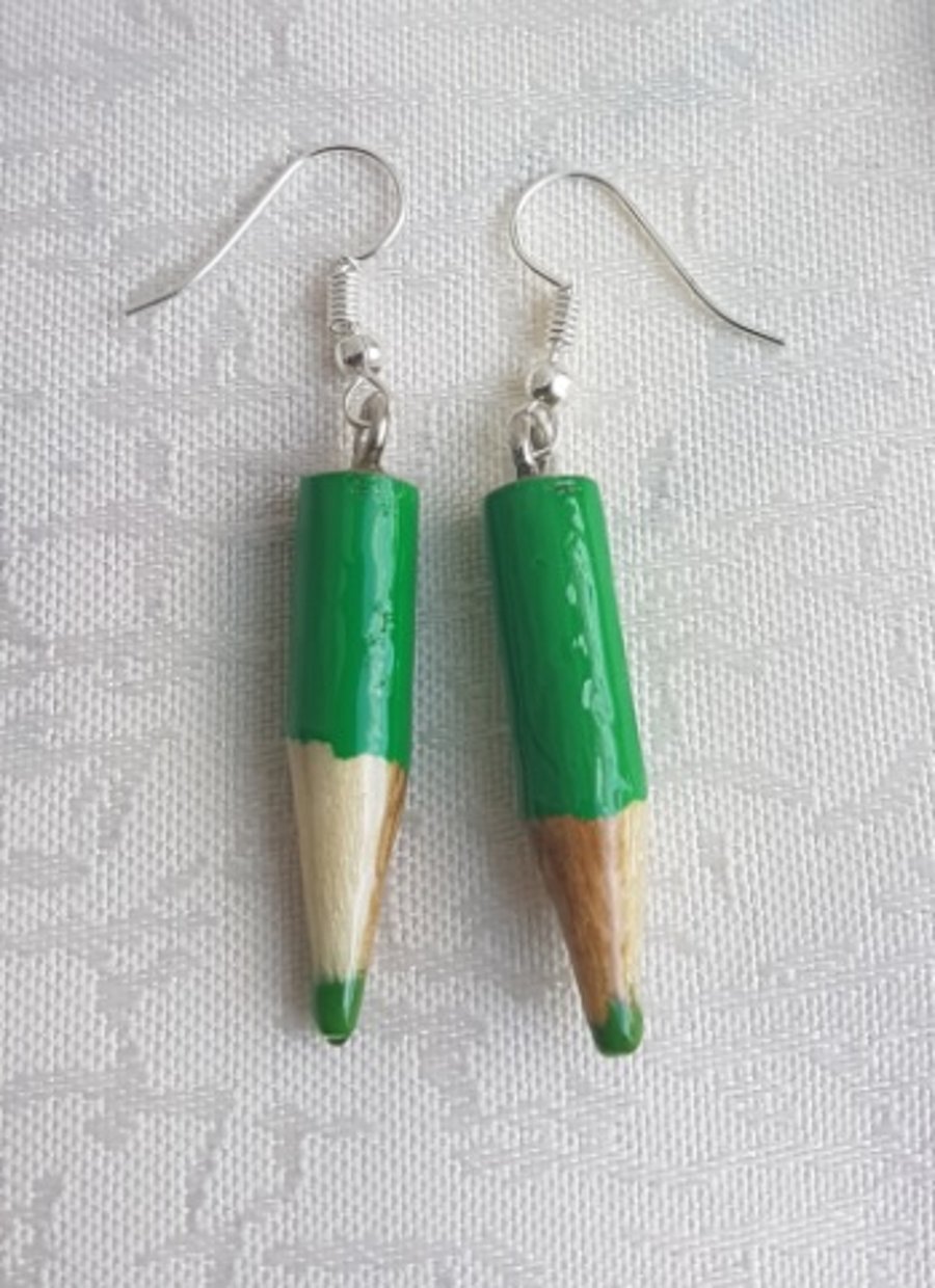 Lime Green Pencil Earrings