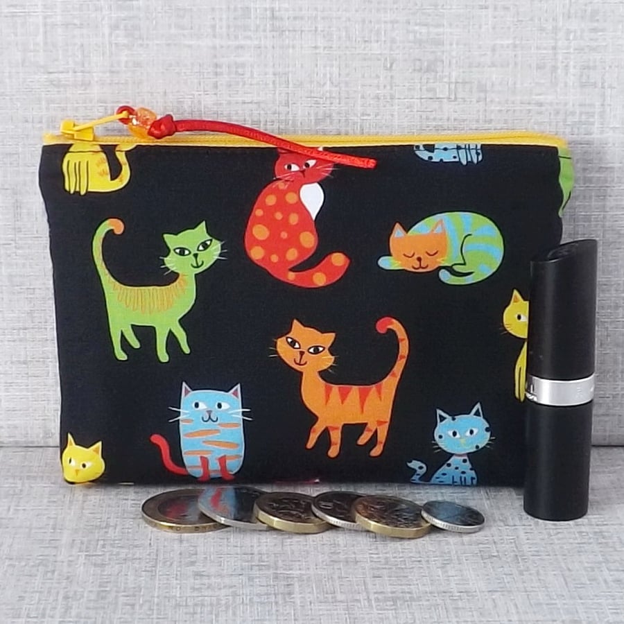 Coin purse, small make up bag, cats