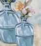 Delicate summer flowers in bottle vases card for any occasion - Image 3