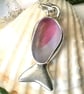 Handcrafted Sterling Silver Seaham Multi Sea Glass Pink Fish Pendant Necklace - Image 9