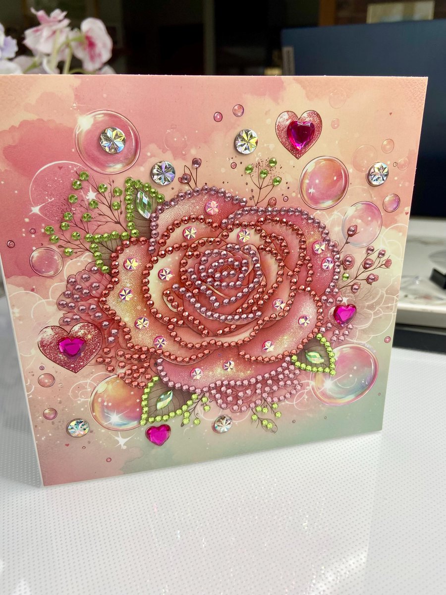 Stunning Completed Diamond Painting Greeting Card with Envelope