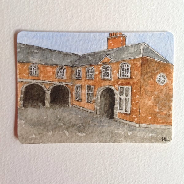 ACEO Original 'The Stableblock, Dunham Massey' watercolour