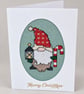 Handmade Cross Stitch Christmas Gonk Card with Lantern & Candy Cane – 6 x 4 Inch - Image 4