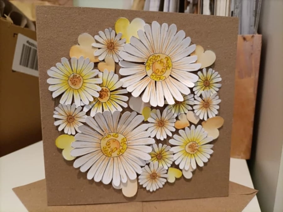  Gorgeous Daisy Love - Beautiful Embellished Blank Card