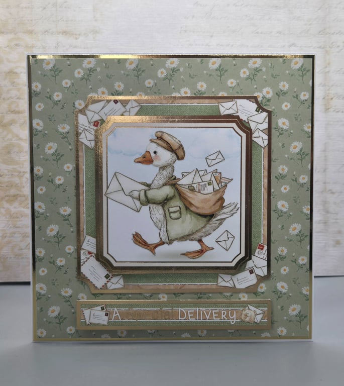 A Special Delivery Handmade Card Whimsical Postal Goose