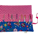 Crochet hook case with butterflies Ergonomic hook organiser, roll up case