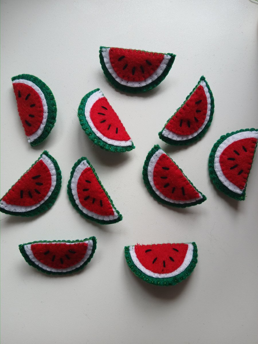 Felt Watermelon brooch MAP fundraiser 