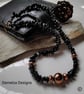 Designer 191.20ct Hawks Eye & Copper Bead Mens Necklace  - Image 3