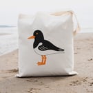 Oystercatcher Tote Bag, Bird Bag, Seabird Design, Coastal Bird, Eco Shopping Bag