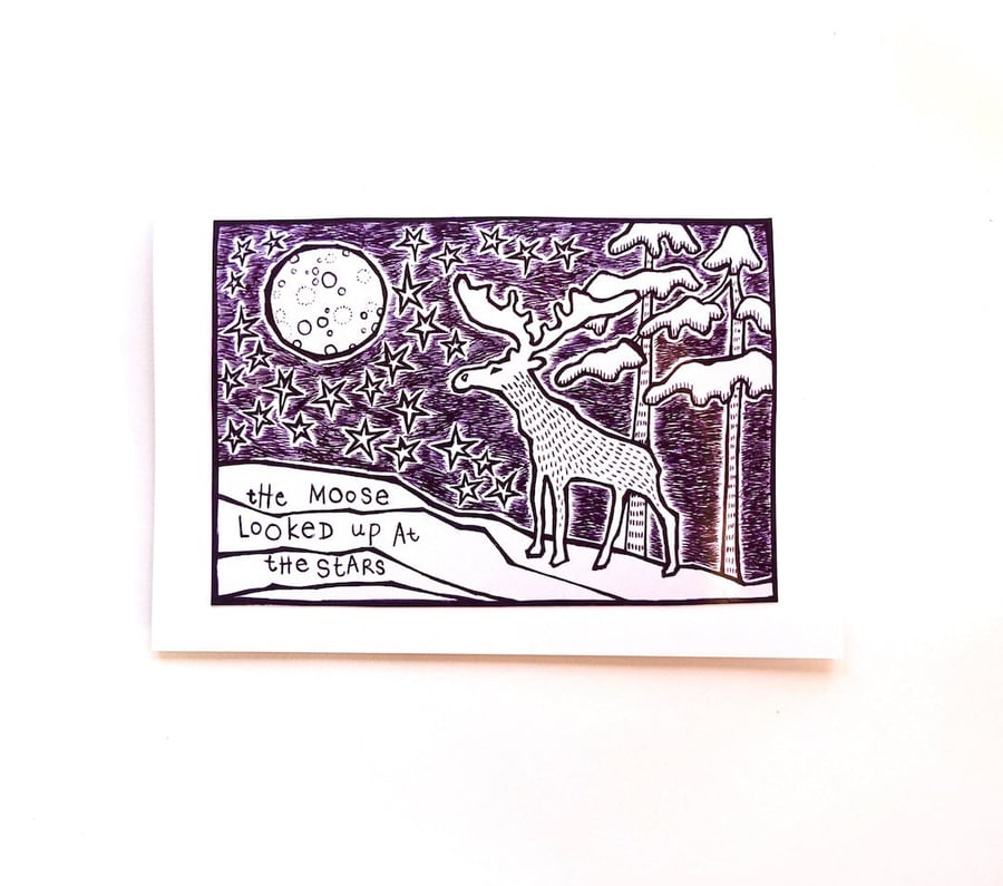 Moose and Stars Card - READY TO SHIP