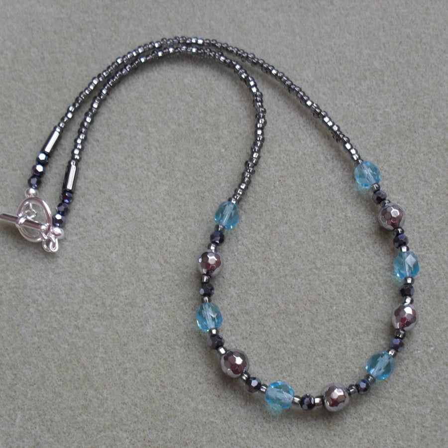 Haematite and Czech Glass Beaded Necklace 