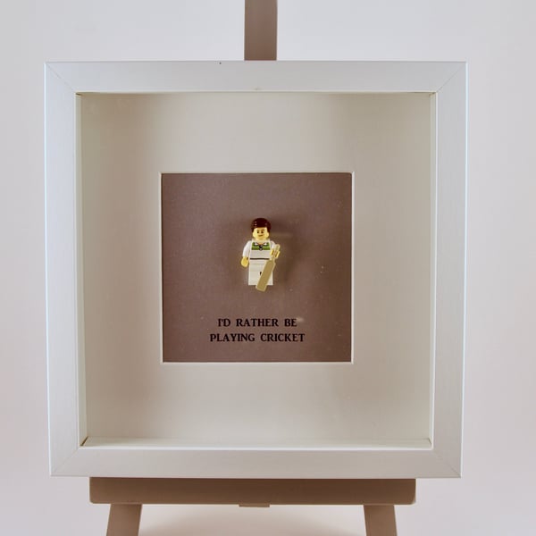 I'd Rather be Playing Cricket custom mini Figure frame