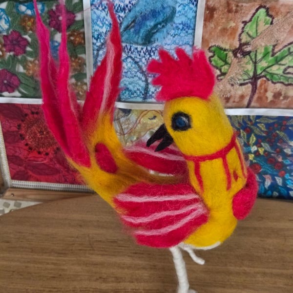 Needle felted bird, Kiki is a felted sweetheart bird