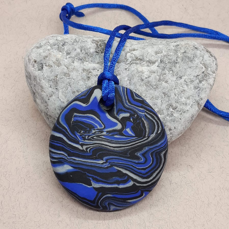 Royal blue, black and silver pendant