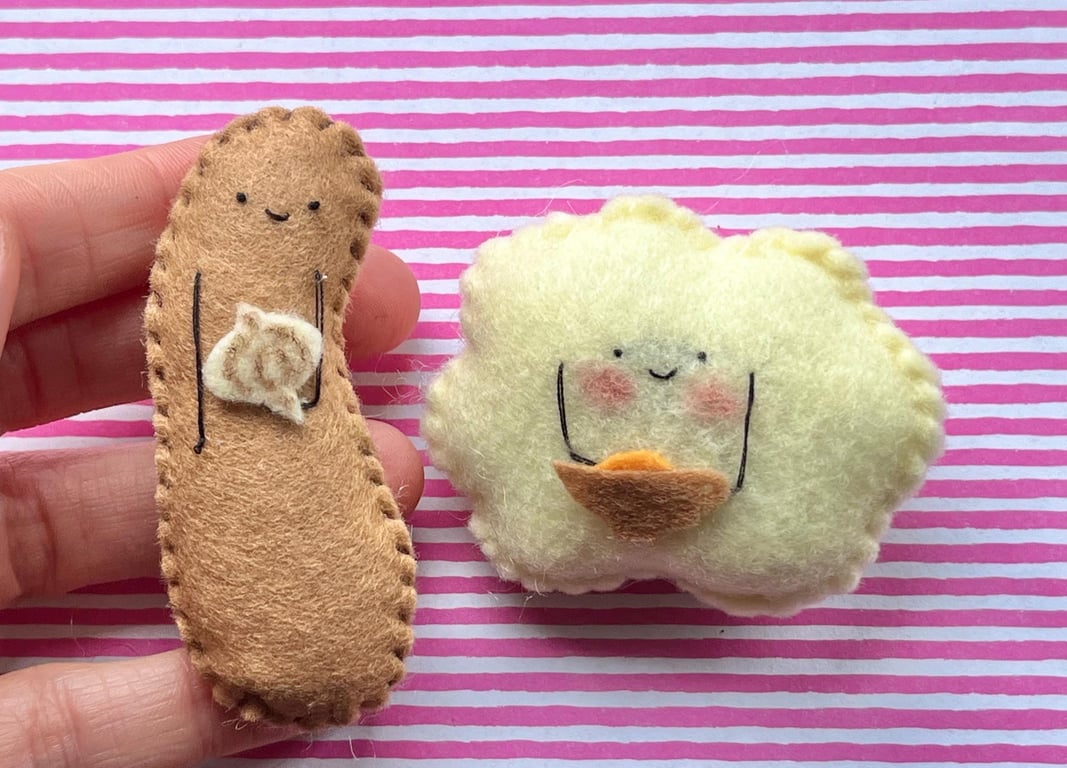 Handmade Felt Sausage and Mash Foodie Gift,anniversary gifts, felt love
