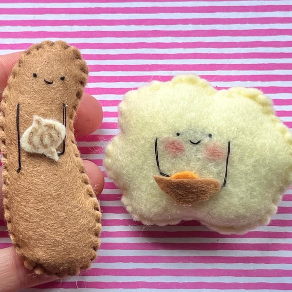 Handmade Felt Sausage and Mash Foodie Gift,anniversary gifts, felt love