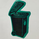 Green Wheelie Bin Lino Print