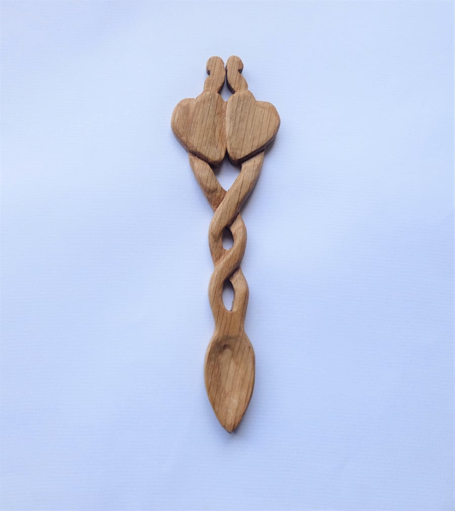 Welsh Love Spoon Handcrafted from Oak 