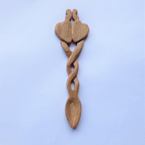 Welsh Love Spoon Handcrafted from Oak 