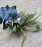 Green Pale Blue & Ivory Regency Botanical Flower Sprig Headpiece  - Image 3