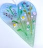 Glass Meadow Heart with Delicate Pink & Purple Flowers - Image 3