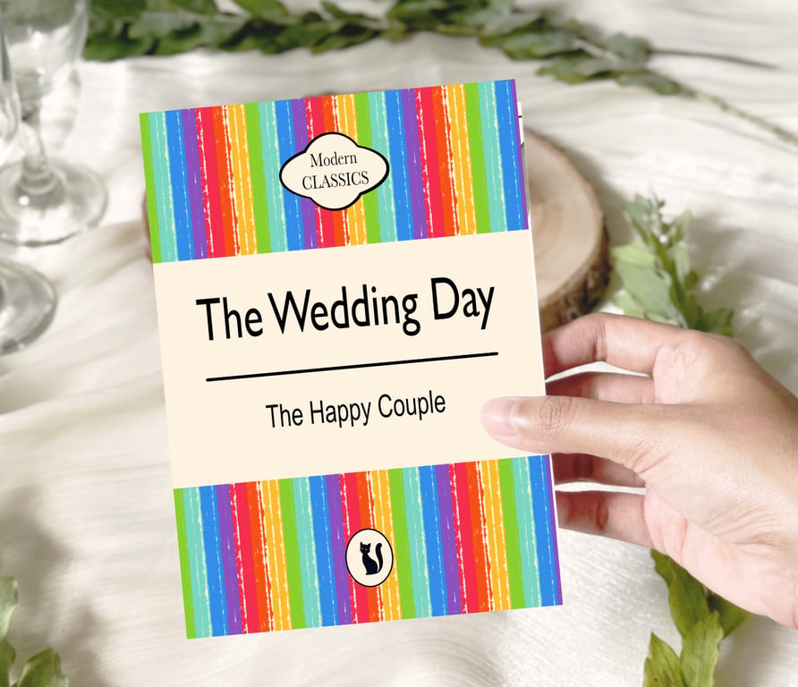 The Wedding - Vintage Penguin Style Book Card - A5 - Can Be Personalised