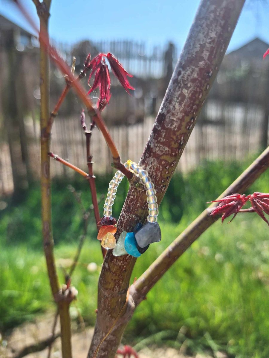 Multi Gem Stone Chip Ring Seven Chakra 